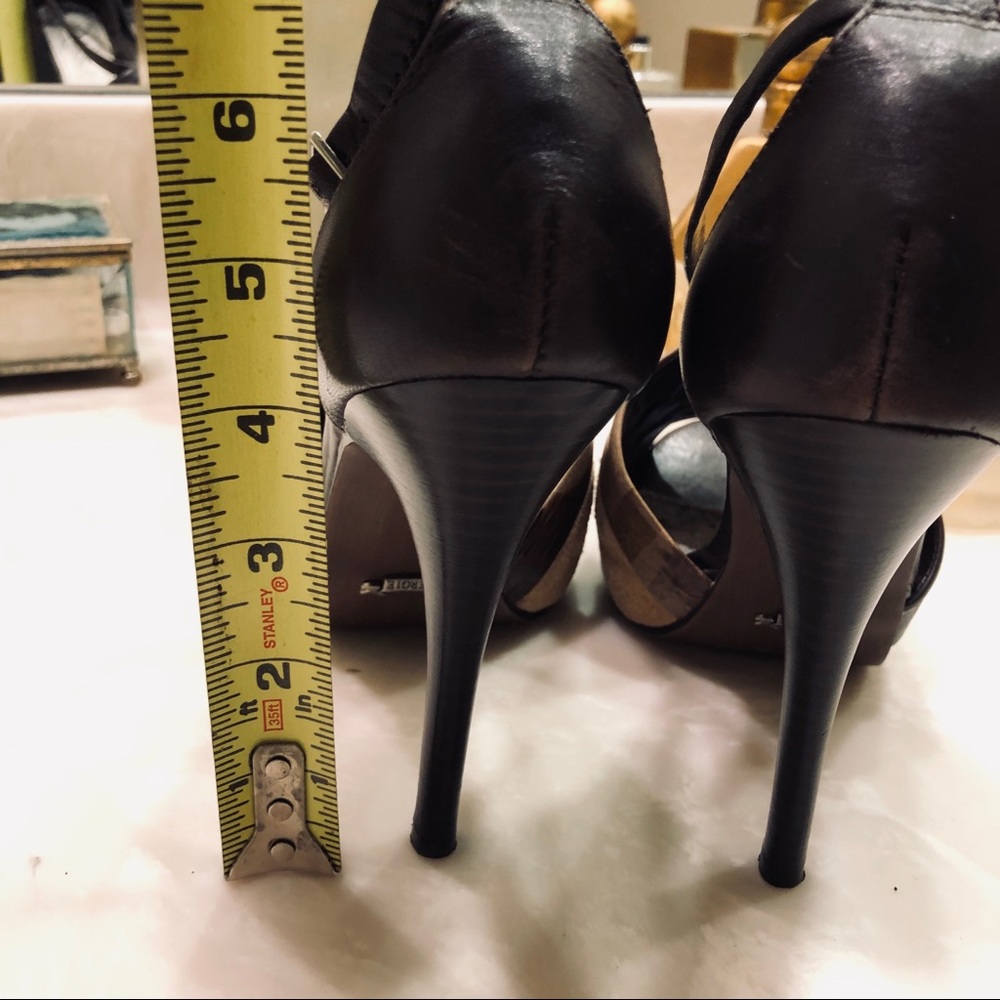Fergie heeled sandals, brown & tan leather, Sz 8.5 - Picture 5 of 9